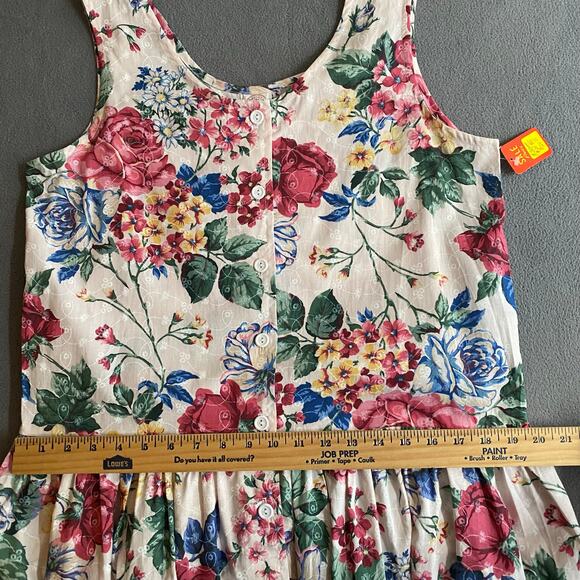 Vtg 80s 90s NOS Brights Creek Cottage Garden Midi Dress Romantic Boho 14? Floral - Picture 11 of 16